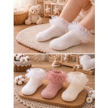 Pico Baby Organik Pamuk Premium 3'lü Bebek Tüllü Çorap / Parfümlü / Yıkamalı / Burun Dikişsiz