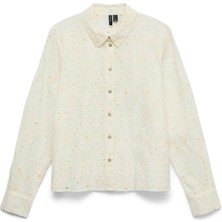 Vero Moda Beyaz Kadın Standart Fit Desenli Gömlek Vmhay Ls Shırt Wvn