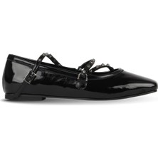 Bueno Shoes Siyah Rugan Kadın Düz Ayakkabı 39WA2237 39WA2237