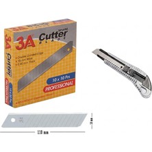 Ark 3A Profesyonel Maket Bıçağı 18 mm 1 Adet Maket Bıçağı 10'lu Yedek Bıçak