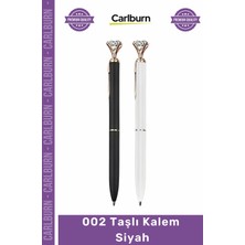 Carlburn Özel Üretim Lüks Kristal Tasarım Metal Promosyon Ofis Hediye Şık Kaliteli 002 Taşlı Kalem Siyah