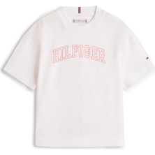 Tommy Hilfiger Beyaz Kız Çocuk Baskılı T-Shirt KG0KG09523YBR