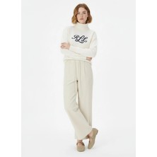 Lauren Ralph Lauren Ekru Kadın Balıkçı Yaka Regular Fit Kazak 200P03372
