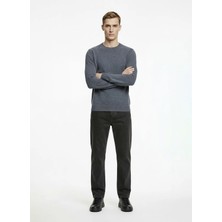 Alpha Studio Gri Erkek Bisiklet Yaka Regular Fit Kazak AU-3210C Pacth Crewneck Knıt