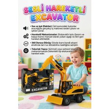 Farbu Oyuncak Işıklı Sesli Pilli Buton Fonksiyonlu Hareketli Kollu 360 Derece Dönebilen Gövdeli Oyuncak Ekskavatör