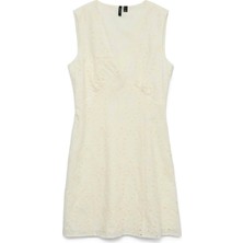 Vero Moda Beyaz Kadın V Yaka Standart Fit Elbise Vmhay Sl Short Dress Wvn