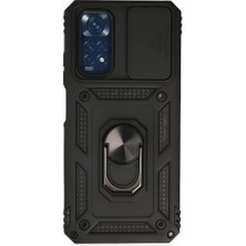 Prativas Newface Redmi Note 11 Kılıf Pars Lens Yüzüklü Silikon - Siyah