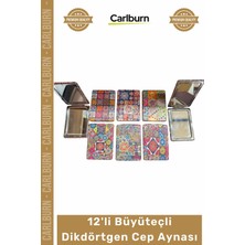 Carlburn #cepaynası Promosyon Hediyelik Şık Tasarım Portatif Logo 12'li Büyüteçli Dikdörtgen Cep Aynası