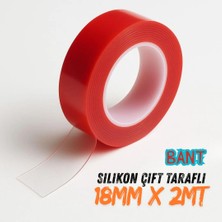 Evimdeyokyok Çift Taraflı Silikon Bant Kırmızı Güçlü Yapışkanlı Su Geçirmez Bant Çerçeve Tablo Bandı 18X2M Tdrtr