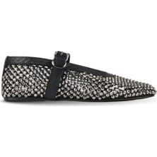 Bueno Shoes Gümüş Taşlı Deri Kadın Babet 39WA5860 39WA5860