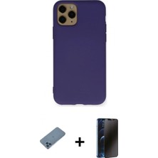 Marsilyan™- iPhone 11 Pro Kılıf Ahenk Serisi - Siyah 3D Antistatik Hayalet Cam Ekran Koruyucu + Shine Kamera Lens Koruma Cam - Mı