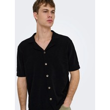 Only & Sons Siyah Erkek Normal Fit Desenli Kazak 22037745 Onsjam Lıfe Reg Shırt Knıt