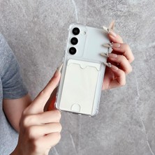Powerfox Samsung Galaxy S25 Ultra Köşe Korumalı Kartlıklı Cüzdanlı Antişok Şeffaf Silikon Arkası Bölmeli Telefon Kılıfı