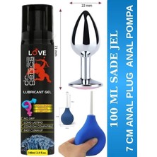 Aşkın Deposu Deromeya Health - Süper Kaydırıcı Jel+ Elmas Taşlı Anal Plug 7 cm +Anal Temizlik Pompa Mavi 4 Süper Set 100 ml Jel Avantajlı Paket