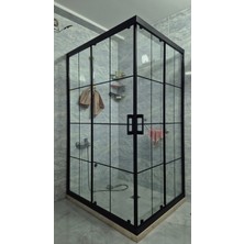 Free Duş 90X90 Siyah Kumlu Duşakabin 5 mm Temperli Cam