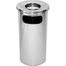 Hijyen Dükkanı Metal Maxi Dış Mekan Küllük 430 Kalite Paslanmaz Çelik 35 Litre Silindirik Büyük Boy Çöp Kovalı Küllük S-750
