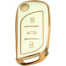SARIALARM Premium Peugeot Citroen Ds Beyaz Oto Anahtar Kumanda Kabı Kılıfı