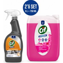 U-Pro Cif Çok Amaçlı Yüzey Temizleyici Orkide Bahçesi 5 L + Yağ Çözücü Sprey 750 ml 2’li Temizlik Seti