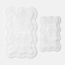 Ecocotton Sara 2'li Banyo Paspas Seti %100 Pamuk Beyaz 40X60-60X90