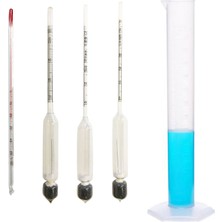 Aek-Tech Termometreli 3’lü Alkolmetre ve 100 ml Plastik Mezür Seti