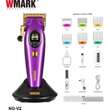 Wmark Ng-V2 Mor Profesyonel Saç Kesme Makinesi | 9000 Rpm Bldc Motor, Kademesiz Hız, 180 Dk Kablosuz Kullanım
