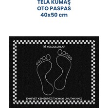 Balkan Ambalaj Tela Kumaş Suya Dayanıklı 40X50CM Ayak Izi Yatay 50ADET Oto Paspas Siyah Gümüş Rengi Baskı (Kağıt Değil)