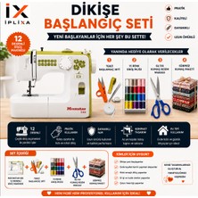 İplixa Iplixa Moonstar 588 Dikiş Makinesi Başlangıç Seti – 12 Desenli Ev Tipi Dikiş Makinesi + 15 Renk Iplik + Terzi Seti