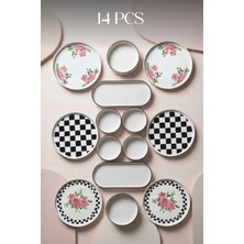 Kitchen Life 14 Parça 6 Kişilik Dacı Kahvaltı Takımı- Lüx Kahvaltı Sunum Seti Tabağı