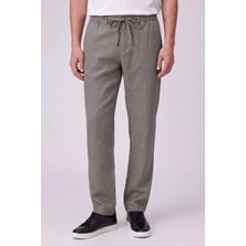 Sabri Özel Erkek Haki Normal Kesim Regular Fit Viskon Bel Lastikli Düz Paça Pantolon