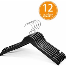 Koçyiğit Plastik Premium Kalite 12'lı Plastik Elbise Askısı - Siyah
