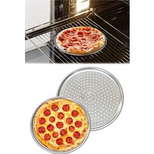 Senz Paslanmaz Çelik Pizza Tepsisi,delikli Lahmacun ve Pizza Tavası,fırın Tepisisi 28 cm Küçük Boy