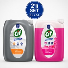 U-Pro Cif Çok Amaçlı Yüzey Temizleyici Orkide Bahçesi 5 L + Cif Yağ Sökücü 5 L 2’li Set