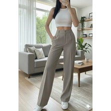 Emporya Trend Kadın Gri Kumaş Pantolon | Yeni Sezon | Geniş Paça | Kemersiz