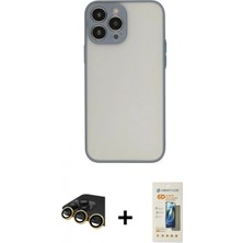 Marsilyan™- iPhone 14 Pro Max Kılıf Ahenk Çizgi Serisi - Siyah 6d Mat Seramik Hayalet Nano Ekran Koruyucu + Raze Metal Kamera Lens - Gd