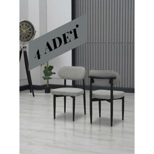 JoyMassa Polo Sandalye Modern Tasarım 4 Adet Siyah Metal Ayaklı Dokuma Kumaş Konfor