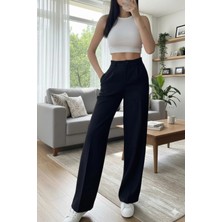 Emporya Trend Kadın Kumaş Pantolon | Yeni Sezon | Geniş Paça Düğme Kapamalı Palazzo Kesim
