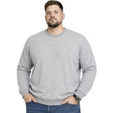 Battal Moda Battalmoda Erkek Büyük Beden Gri Iki Iplik Bisiklet Yaka Sweatshirt 3xl-4xl-5xl-6xl