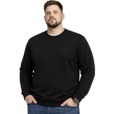 Battal Moda Battalmoda Erkek Büyük Beden Siyah Iki Iplik Bisiklet Yaka Sweatshirt 3xl-4xl-5xl-6xl-7xl-8xl