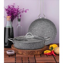 Taç Maxxcook 3 Parça Granit Tencere-Tava Seti Gri