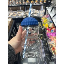 Hanemlife Barista Borosilikat Cam Soğuk Içecek Bardağı Ayıcık Pipetli Bardak 500 ml