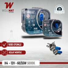 Wollmat 12V H4 60/55W Beyaz Işık Halojen Ampul 5000K Uzun Ömürlü