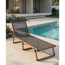 Missidea Alüminyum Katlanır ve Taşınır Şezlong Teak+Antrasit