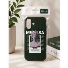Esmer Bilişim iPhone 16 Koyu Yeşil Medusa Baskılı Darbe Korumalı Silikon Kılıf