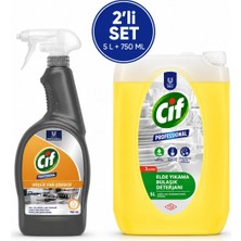 U-Pro Cif Elde Yıkama Bulaşık Deterjanı 5 L + Yağ Çözücü Sprey 750 ml
