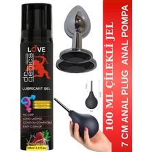 Aşkın Deposu Deromeya Health 7- Süper Kaydırıcı Jel+ Siyah Inci Elmas Taşlı Anal Plug 7 cm +Anal Temizlik Pompa Süper Set 100 ml Jel Avantajlı Paket