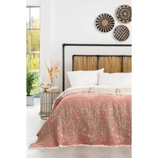 Layan Home 4 Katlı %100 Pamuk Müslin Çift Kişilik Yatak Örtüsü & Pike - Lavanta Desen