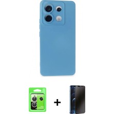 Marsilyan™- Redmi Note 13 Pro 5g Kılıf Ahenk Serisi - Siyah 3D Antistatik Hayalet Cam Ekran Koruyucu + Raze Metal Kamera Lens - Gs