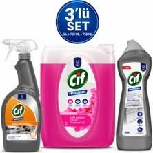 U-Pro Cif Çok Amaçlı Yüzey Temizleyici 5 L + Yağ Çözücü Sprey 750 ml + Krem Temizleyici 750 ml 3’lü Temizlik Seti