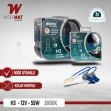 Wollmat 12V H3 55W Beyaz Işık Halojen Ampul 5000K Uzun Ömürlü