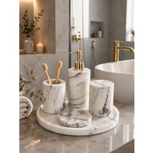 Zekmar Home Stone Mermer 5 Parça Banyo Seti